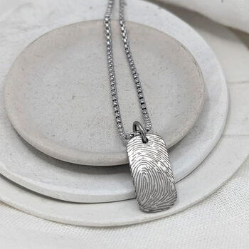 Fingerprint Small Dog Tag Stainless Steel Necklace, 5 of 5