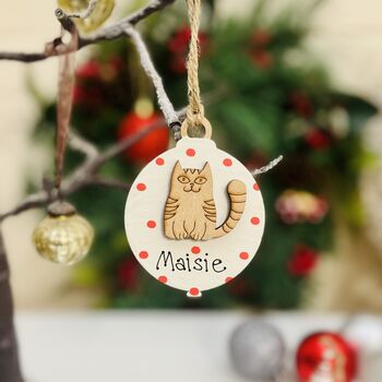 Personalised Pussy Bauble Cat Christmas Tree Decoration, 2 of 6