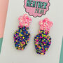 Retro Flower Vase Glitter Earrings, thumbnail 2 of 2