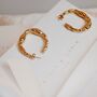 18ct Gold Plated Terra Gold Hammered Hoops, thumbnail 2 of 8