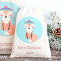 Christmas Fox Personalised Cotton Gift Bags, thumbnail 3 of 5