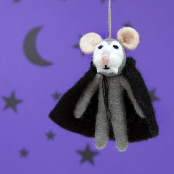 Personalised Felt Vampire Mouse Halloween Decoration, 4 of 5