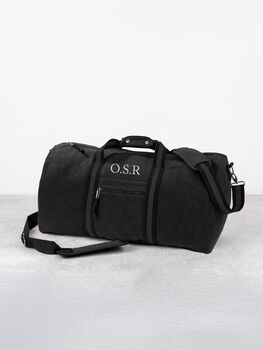 Personalised Black Canvas Overnight Bag, 4 of 4