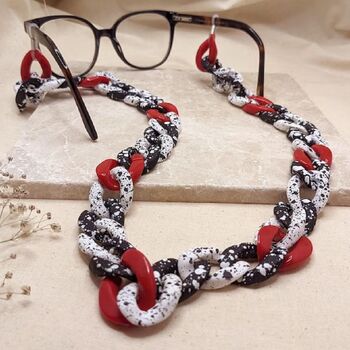 Glasses Chain Red, Black And White Chunky Acrylic Chain, 3 of 11