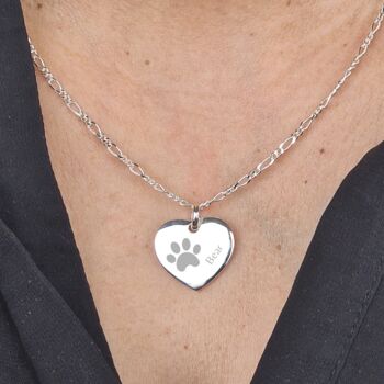 Sterling Silver Dog Cat Pet Actual Paw Print Necklace, 3 of 6