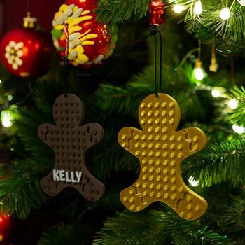 Personalised Lego Compatible Gingerbread Chistmas Tree Decoration, 3 of 6