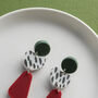 Sterling Silver Pine Ruby Pebble Shaped Dalmatian Studs, thumbnail 3 of 6