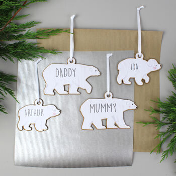 Personalised Polar Bear Family Christmas Decorations, 7 of 11