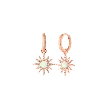 White Opal Sun Drop Hoop Earring Sterling Silver, 10 of 10