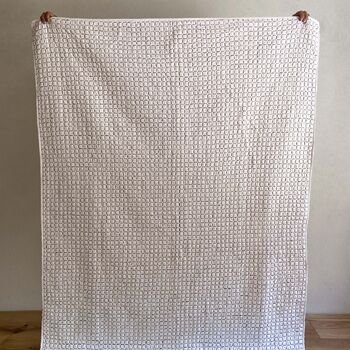 Otilly Hand Stitched Quilted Throw Ivory And Black, 3 of 8