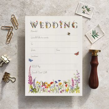 Wildflower Wedding A5 Ready To Write Invitations, 3 of 4