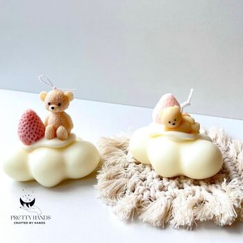 Gift Box Of A Set Of Soy Candle Mini Bear On Cloud Candle With Free Greeting Card, 2 of 3