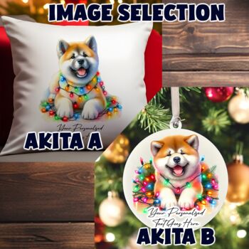 Personalised Akita In Christmas Lights, 3 of 10
