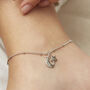 Initial Moon And Star Anklet In Silver Or Gold Vermeil, thumbnail 1 of 6