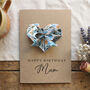 Personalised Birthday Floral Origami Heart Kraft Card, thumbnail 2 of 9