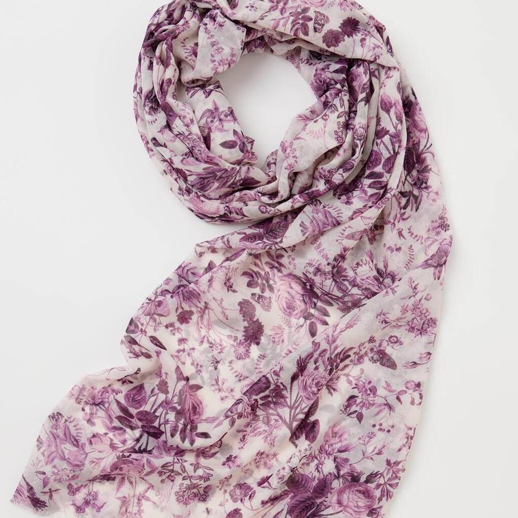 Fable Rambling Rose Lightweight Scarf By Fable England