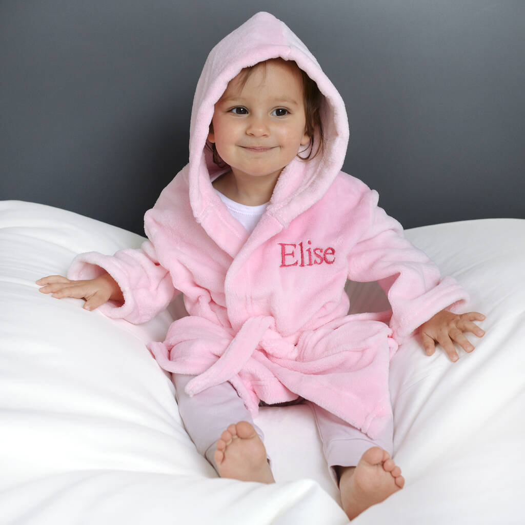 Personalised Twins Soft Baby Dressing Gowns In Pink By A Type Of Design