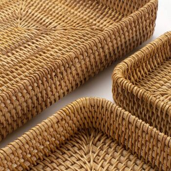 Set Of Three Rattan Woven Serving Tray, 7 of 7