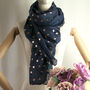 Navy And Gold Heart Personalised Scarf, thumbnail 5 of 12