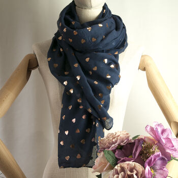 Navy And Gold Heart Personalised Scarf, 5 of 12