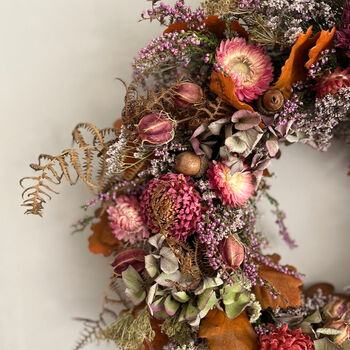 Autumn Dried Flower Wreath 'Bronte', 3 of 12
