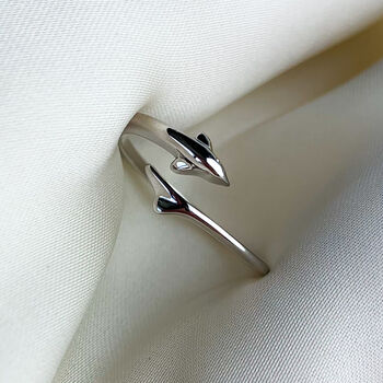 Sterling Silver Minimalist Dolphin Adjustable Ring, 4 of 6