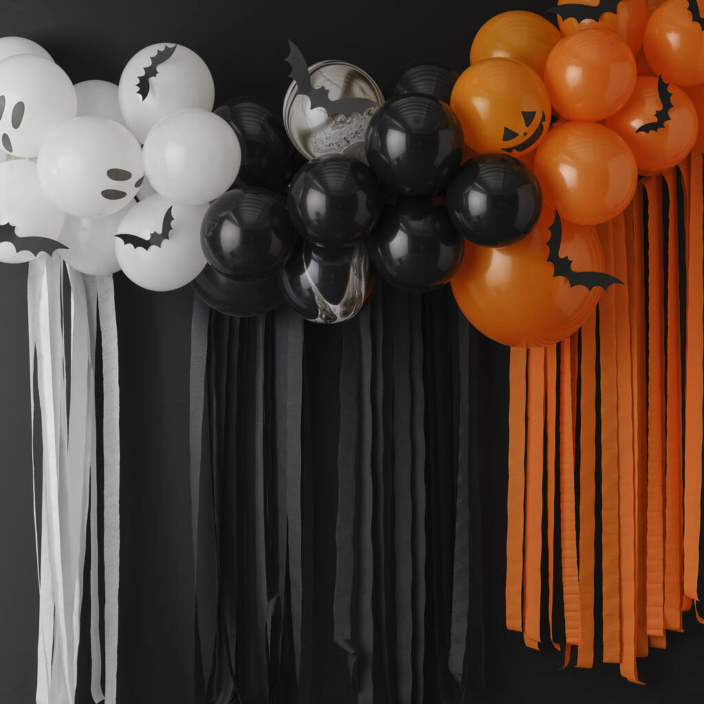 Halloween Balloon Arch Backdrop With Streamers, 1 of 3