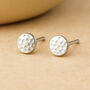 Sterling Silver Hammered Circle Stud Earrings, thumbnail 1 of 5
