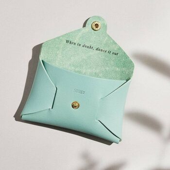 Personalised Mint Green Leather Card + Coin Purse, 4 of 5