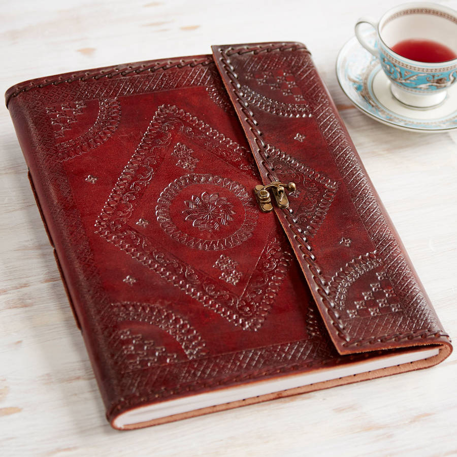 Handmade Indra Xl Embossed Stitched, Embossed Leather Photo Album