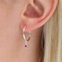 Silver Birthstone Hoop Earrings, thumbnail 1 of 8