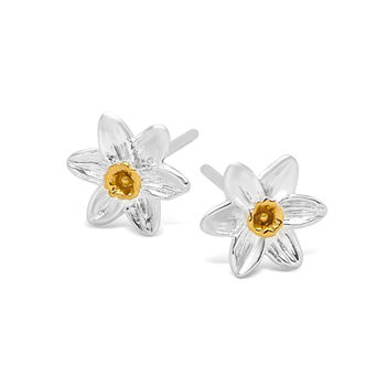 Sterling Silver And Gold Daffodil Stud Earrings – 6mm, 9 of 9