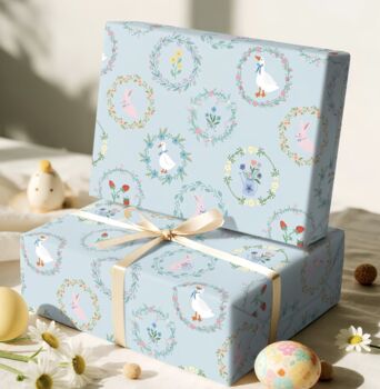 Spring Blue Easter Gift Wrap Roll, 3 of 4