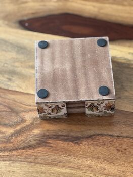 Set Of Six Coasters With Case, Indian Jaal Print, Black, 5 of 5