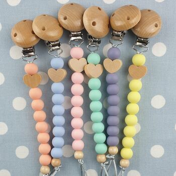 Silicone And Wood Heart Dummy Clip, 4 of 7