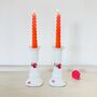 Pair Of Vintage Porcelain Floral Candlesticks ~ 30, thumbnail 1 of 6