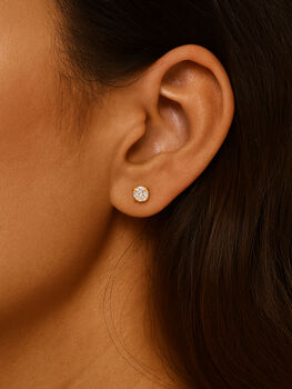 Small Silver Solitaire Diamond Simulant Stud Earrings, 4 of 5