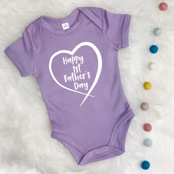 Happy 1st Father's Day In Heart Babygrow, 2 of 10