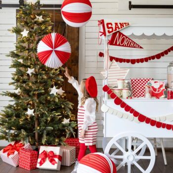 Red And Cream Scalloped Felt Christmas Banner Set, 3 of 5