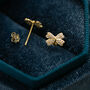 Gold Bow Stud Earrings, thumbnail 3 of 5