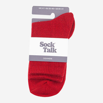 Pure Cashmere Luxury Ankle Socks Ethically Sourced Red, 3 of 3