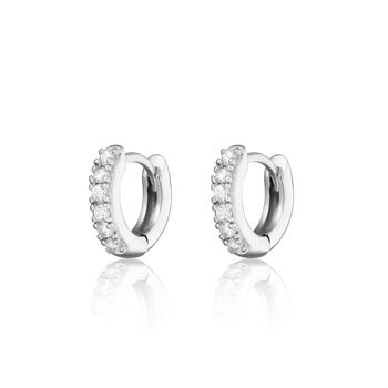 Mini Sparkling Huggie Hoop Earrings, 4 of 7