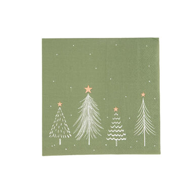 Festive Green Christmas Tree Paper Napkins Set Of 20, 6 of 6