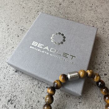Men's Leeds United Football Fan Tiger's Eye Bracelet, 6 of 6