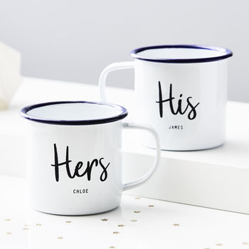 Personalised His And Hers Enamel Mugs, 2 of 10