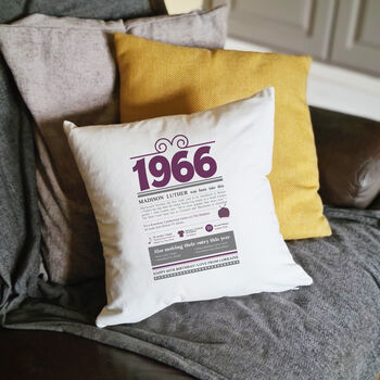 Personalised 60th Birthday Gift 1966 Cushion, 5 of 12