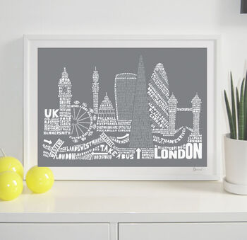London Two Skyline Typography Print Personalised, 8 of 8