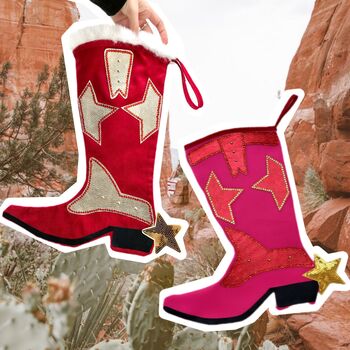 Hot Pink Cowboy Boot Christmas Stocking, 6 of 6