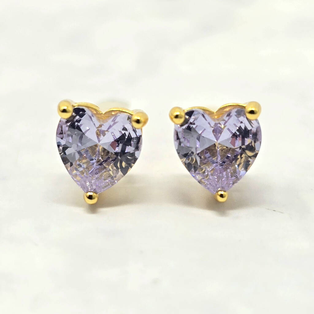 Alexandrite Heart June Birthstone Stud Earrings, 1 of 3