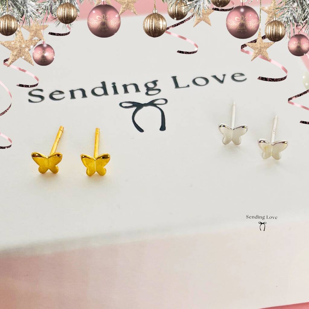 Butterfly Stud Earrings A Gift For Christmas, 1 of 7